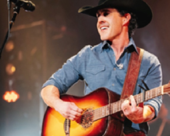 Aaron Watson playing guitar at Rodeo Austin 2019